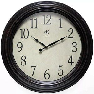 New w Flaw 23" Classic Indoor Bevelled Framed Wall Clock Black/Brown - Infinity